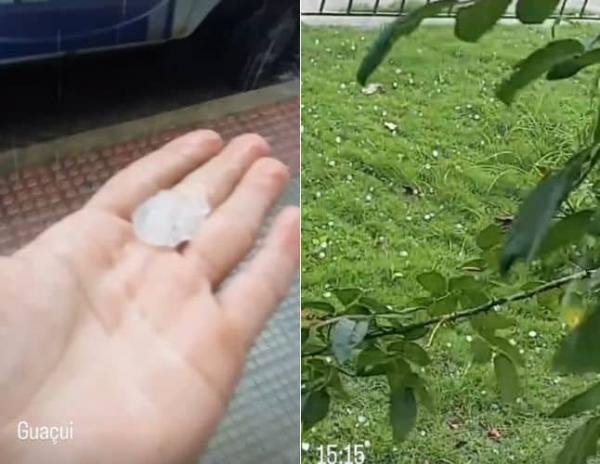 Moradores se surpreendem com chuva de granizo no ES