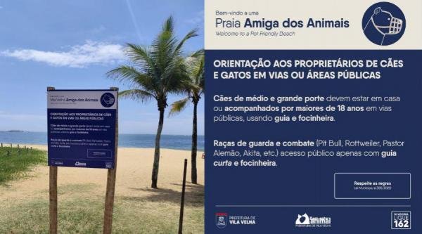 Prefeitura instala placas de orientação sobre controle de cães em áreas públicas