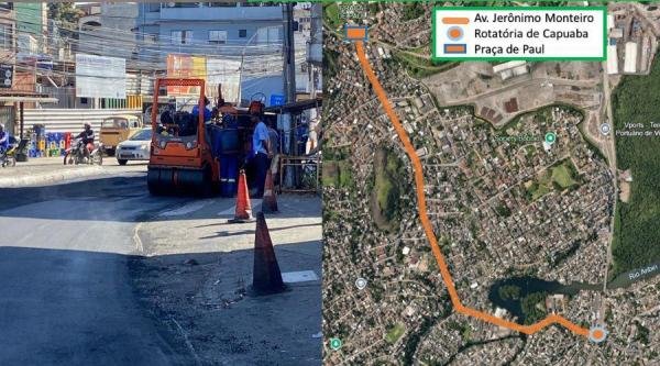 Obra faz trânsito na Av. Jerônimo Monteiro funcionar no sistema 